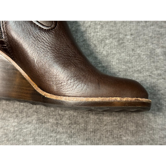 Tory Burch Primrose Boots Brown Leather Faux Fur Zip Up - Womens 8 - Picture 6 of 13